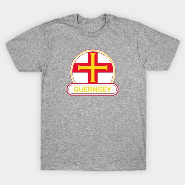 Guernsey Country Badge - Guernsey Flag T-Shirt by Yesteeyear